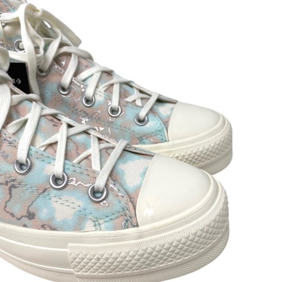 Converse CTAS Lift Shoes High Top Silver Blue Canvas Women Size Sneakers A02033C - Picture 4 of 9